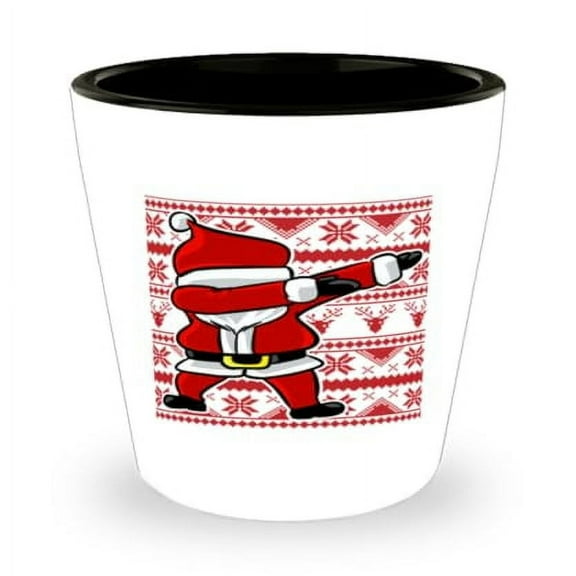Christmas Shot Glass, Dabbing Santa, Holiday Gift, Mini Glassware, 1.5oz Cup