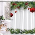 thumbnail image 1 of Christmas Shower Curtain 35x71 Inches White and Blue Candy Cane Pattern Waterproof Polyester Bathroom Decor Holiday Set with 12 Hooks, 1 of 6