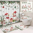 thumbnail image 1 of Christmas Shower Curtain 4 Piece Bathroom Set Santa Theme Nylon Spandex Waterproof Mildew Proof Easy Clean With Hooks For Bathroom Decor, 1 of 6
