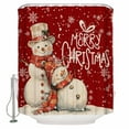 thumbnail image 1 of Christmas Shower Curtain, 48" x 72", Snowflakes Retro Snowman Watercolor Red Waterproof Bathroom Curtain Washable Shower Curtain Set with 12 Hooks, 1 of 6