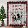 thumbnail image 1 of Christmas Shower Curtain, 60" x 72", Cow Chicken Farm Wood Grain Red Plaid Waterproof Bathroom Curtain Washable Shower Curtain Set with 12 Hooks, 1 of 6