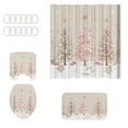 thumbnail image 1 of Christmas Shower Curtain Bathroom Set – 4PCS Santa Claus Themed Set with Shower Curtain, Toilet Mat, U-Shaped Rug & Floor Mat – Waterproof Non-Slip Holiday Bathroom Décor, 1 of 5