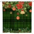 thumbnail image 1 of Christmas Shower Curtain for Bathroom,Winter Xmas Holiday Poinsettia Shower Curtain Set with Hooks,Buffalo Plaid Polyester Fabric Shower Curtains Washable Waterproof Bath Decor 72" x 72", 1 of 6