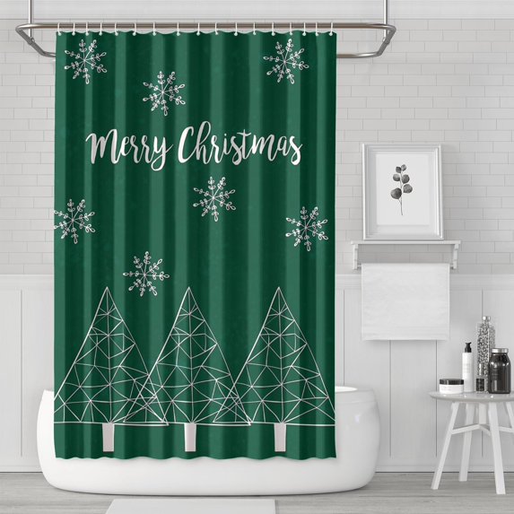 Christmas Shower Curtain for Bathroom Xmas Forest Rustic Farmhouse Triangle Tree Bathroom Curtain Durable Vintage Shower Curtain Hooks Included,72x72Inch