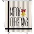 thumbnail image 1 of Christmas Shower Curtain Black Stripes Shower Curtains for Bathroom Decor Merry Christmas Bell for Christmas Decoration Bath Curtains Sets with Hooks Waterproof 72" W x 72" L, 1 of 6