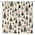 thumbnail image 1 of Christmas Shower Curtain Black Xmas Tree Stars Rustic Farmhouse Cartoon Winter Holiday Merry Christmas 36x70(WxH) Inches Bathroom Decor Fabric Curtain with Hooks, 1 of 6