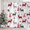 thumbnail image 1 of Christmas Shower Curtain, Buffalo Check Plaid Elk Snowflake Xmas Tree Winter Holiday Bathroom Curtain Waterproof Fabric Machine Washable with Hooks, 72" Wx84 L, 1 of 6