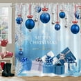 thumbnail image 1 of Christmas Shower Curtain with Christmas Balls Gift Boxes Pattern, Beautiful Waterproof Partition Curtains for Holiday Decorations 70.87x35.43Inch Blue, 1 of 6