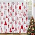 thumbnail image 1 of Christmas Shower Curtain Christmas Tree Red and White Shower Curtains for Bathroom Holiday Bathroom Curtain Decoration with Hooks 72x72 Inch, 1 of 6