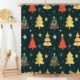 thumbnail image 1 of Christmas Shower Curtain, Colorful Xmas Tree with Snowflake Shower Curtain Green and Yellow Shower Curtain with Hooks for Christmas New Year Bathroom Decor, 72x72 Inch, 1 of 6