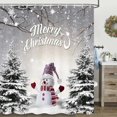 thumbnail image 1 of Christmas Shower Curtain, Cute Snowman Snowflake Forest Grey Winter Fabric Shower Curtains for Bathroom, Xmas Holiday Gray Bathroom Accessories Decor with Hooks Set 72 x 72 Inches, 1 of 6