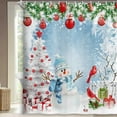 thumbnail image 1 of Christmas Shower Curtain, Cute Snowman Xmas Tree Shower Curtains Set, Winter Snowflakes Bathroom Accessories Decor Durable Polyester Fabric, Blue Red 72X72in, 1 of 5