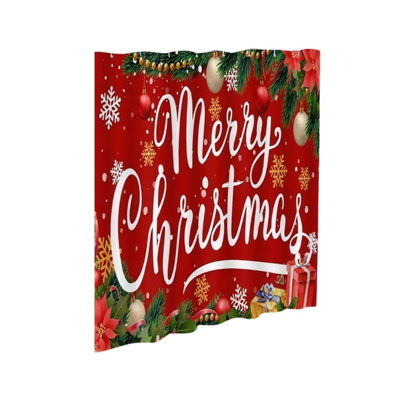 Christmas Shower Curtain with Digital Printing, Waterproof Polyester Bathroom Curtain with 12 Hooks, 70.87 x 70.87 Inch Holiday Decoration for Bathtub and Shower