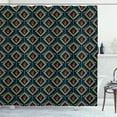 thumbnail image 1 of Christmas Shower Curtain, Festive Redcurrant Berries in Rhombuses with Dots Noel Elements on Dark Backdrop, Fabric Bathroom Set with Hooks, 69W X 70L Inches, Multicolor, by Ambesonne, 1 of 3