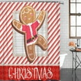 thumbnail image 1 of Christmas Shower Curtain Gingerbread Man Shower Curtains for Bathroom Decor Red Stripes Wood Grain for Christmas Decoration Bath Curtains Sets with Hooks Waterproof 36" W x 72" L, 1 of 6