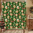 thumbnail image 1 of Christmas Shower Curtain Gingerbread Man Snowflake Holiday Bathroom Decor, Green Christmas Bathtub Curtain with Candy Cane Glove, Fun Cute Winter Bathroom Accessories 70X70IN, 1 of 6