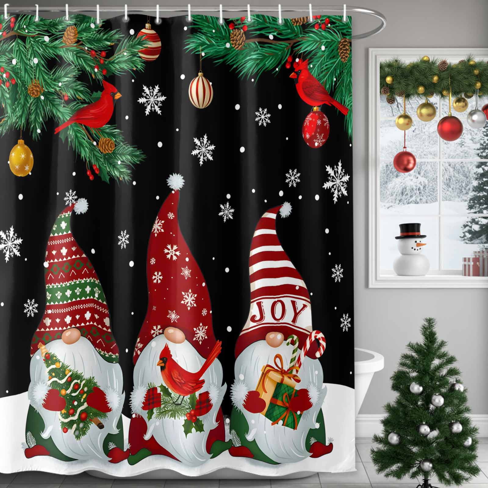 Christmas Shower Curtain Gnome Shower Curtains for Bathroom Winter