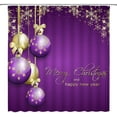 thumbnail image 1 of Christmas Shower Curtain Gold Purple Christmas Balls Xmas Snowflake Winter Holiday Happy New Year Merry Christmas Balls Decoration Fabric Bathroom Curtain Set with Hook, 1 of 1