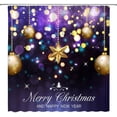 thumbnail image 1 of Christmas Shower Curtain Golden Xmas Balls Purple Stars Snowflake Glitter Winter Holiday Happy New Year Merry Christmas Print Decoration Fabric Bathroom Curtain Set with Hook, 1 of 3