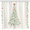 thumbnail image 1 of Christmas Shower Curtain, Green Xmas Pine Tree with Red Star Ornament Holiday Floral Holly Berries Decorations Festive Bathroom Fabric Shower Curtain, Home Decor Tapestry, 1 of 1