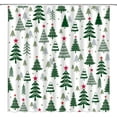 thumbnail image 1 of Christmas Shower Curtain Green Xmas Tree Stars Rustic Farmhouse Cartoon Winter Holiday Merry Christmas 70x84(WxH) Inches Bathroom Decor Fabric Curtain with Hooks, 1 of 6