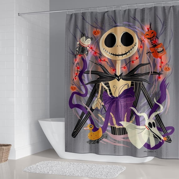Christmas Shower Curtain Kids Bathroom Halloween Decor with 12 Curtain Hooks for Bathroom, Waterproof 71 x 71 inch (SC-23)