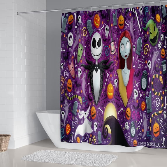 Christmas Shower Curtain Kids Bathroom Halloween Decor with 12 Curtain Hooks for Bathroom, Waterproof 71 x 71 inch (SC-24)