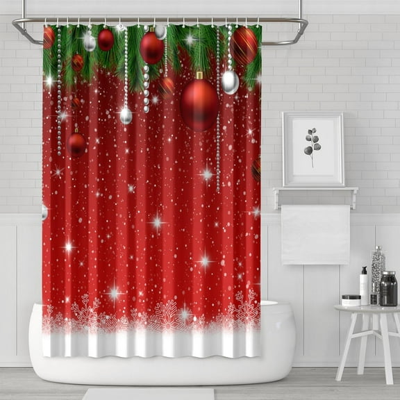 Christmas Shower Curtain Merry Christmas Shower Curtains for Bathroom Winter Holiday Xmas Seasonal Home Decor Waterproof Fabric with Hooks 72x72 Inch