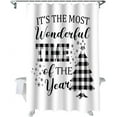 thumbnail image 1 of Christmas Shower Curtain Merry Christmas Tree Shower Curtains for Bathroom Decor Black Buffalo Check Plaid Winter Snowflake Christmas Decoration Bath Curtains Sets with Hooks Waterproof, 84x72 In, 1 of 6