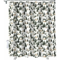 Christmas Shower Curtain Pine Trees Forest Snow Shower Curtains for Bathroom Decor Christmas Cottage Christmas Decoration Bath Curtains Sets with Hooks Waterproof, 72x84 in