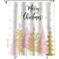 thumbnail image 1 of Christmas Shower Curtain Pink Xmas Tree Shower Curtains for Bathroom Decor Snowflake Snow Merry Christmas Christmas Decoration Bath Curtains Sets with Hooks Waterproof, 72x72 in, 1 of 6
