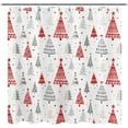 thumbnail image 1 of Christmas Shower Curtain, Red and Gray Xmas Trees with Stars and Snow Pattern Shower Curtains for Bathroom Decor, Winter Snowflake Pine Tree Bathroom Curtains, 71x71 Inch, 1 of 6
