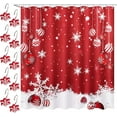 thumbnail image 1 of Christmas Shower Curtain Red Winter Xmas Holiday Shower Curtain Lightweight Waterproof Christmas Curtain for Bathroom Bathtub Decor Accessories with 12 with 12 Snowflake Hooks,72 x 72 Inch, 1 of 1