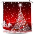 thumbnail image 1 of Christmas Shower Curtain, SUNPAUTO Waterproof Polyester Xmas Bathroom Curtain Sets with 12 Hooks, 1 of 5