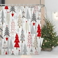 thumbnail image 1 of Christmas Shower Curtain Set with Hooks Red Beige Grey X-mas Trees Shower Curtain for Bathroom 72x72inches Snowflakes Waterproof Fabric Shower Curtains, 1 of 6