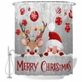 thumbnail image 1 of Christmas Shower Curtain Set - Small 36" x 72" Washable Bathtub Curtain with 12 Hooks, Cute Santa Claus Reindeer Red Xmas Balls Snowy Grey Waterproof Fabric Stall Shower Curtains for Bathroom Décor, 1 of 6