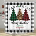 thumbnail image 1 of Christmas Shower Curtain Set, Xmas Pine Tree New Year Holiday Plaid Winter Farmhouse Bath Curtain, Waterproof Bathroom Curtian Accessory Set 12 Hooks 72x72 inch, 1 of 6