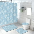 thumbnail image 1 of Christmas Shower Curtain Sets with Rugs 4 Piece Xmas Snowflake Blue Merry Christmas Waterproof Fabric Cloth Bath Curtain, Non-Slip Bathroom Rugs Bath Mats, 72x72 Inch, 1 of 4