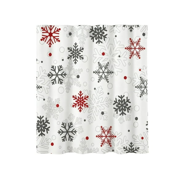 Christmas Shower Curtain, Snowflake Pattern Bathroom Decor with 12 Hooks, Waterproof Polyester Fabric for Bath Tub(Gray)