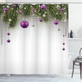 thumbnail image 1 of Christmas Shower Curtain, Tree with Tinsel and Ball with Present Wrap Ribbon Celebration Picture, Fabric Bathroom Set with Hooks, 69W X 70L Inches, Purple Grey Green, by Ambesonne, 1 of 2