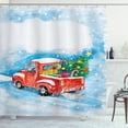 thumbnail image 1 of Ambesonne Christmas Shower Curtain, Truck Winter Scenery, 69"Wx70"L, Blue White Red, 1 of 2