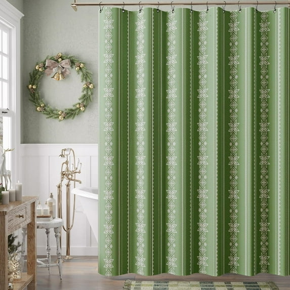 Christmas Shower Curtain White Snowflake on Red Shower Curtains for Bathroom Waterproof Fabric Winter Shower Curtain Happy New Year Xmas Decor Shower Curtain Set 72x72 Inches with Hooks