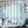 thumbnail image 1 of Christmas Shower Curtain Winter Blue Snowman Bath Curtain Snowflake Xmas Tree Holiday Decor Bathroom Shower Curtain, 1 of 5