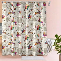 Christmas Shower Curtain Winter Colourful Gift Elk Snowflake Shower Curtains 72x72 Inch Xmas Christmas Holiday Bathroom Bath Rustic Farmhouse Decor Waterproof Weighted, Sets with 12 Hooks