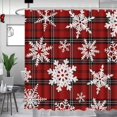 thumbnail image 1 of Christmas Shower Curtain Winter Snowflake Shower Curtains for Bathroom Red Buffalo Plaid Bathroom Decor Washable Durable Fabric Shower Curtains 72x72 inch, 1 of 5