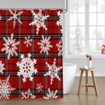 thumbnail image 1 of Christmas Shower Curtain Winter Snowflake Shower Curtains for Bathroom Red Buffalo Plaid Bathroom Decor Washable Durable Fabric Shower Curtains 72x72 inch, 1 of 6