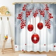 thumbnail image 1 of Christmas Shower Curtain, Winter Xmas Shower Curtain Aesthetic Pine with Red Decorative Balls Shower Curtain with Hooks Waterproof New Year Shower Curtain, 72x72 Inch, 1 of 6