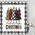 thumbnail image 1 of Christmas Shower Curtain, Xmas Buffalo Plaid Black and White Watercolor Print Reatroom Curtain, Merry Christmas Tree Rustic Farmhouse Winter Waterproof Bathroom Shower Curtain with Hook, 72X72in, 1 of 1