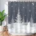 thumbnail image 1 of Christmas Shower Curtain, Xmas Shower Curtains, Waterproof Christmas Night Shower Curtain Set Bathroom Decor, Merry Shower Curtain, Gray White Christmas, 72''''W X 72''''H, 1 of 6
