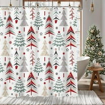 Christmas Shower Curtain Xmas Tree Shower Curtain Winter Snowflake Pattern Holoday Curtain for Bathroom Decor Washable Durable Fabric Bathroom Curtains 72x72 in